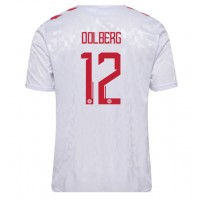 Camiseta Dinamarca Kasper Dolberg #12 Visitante Equipación Eurocopa 2024 manga corta